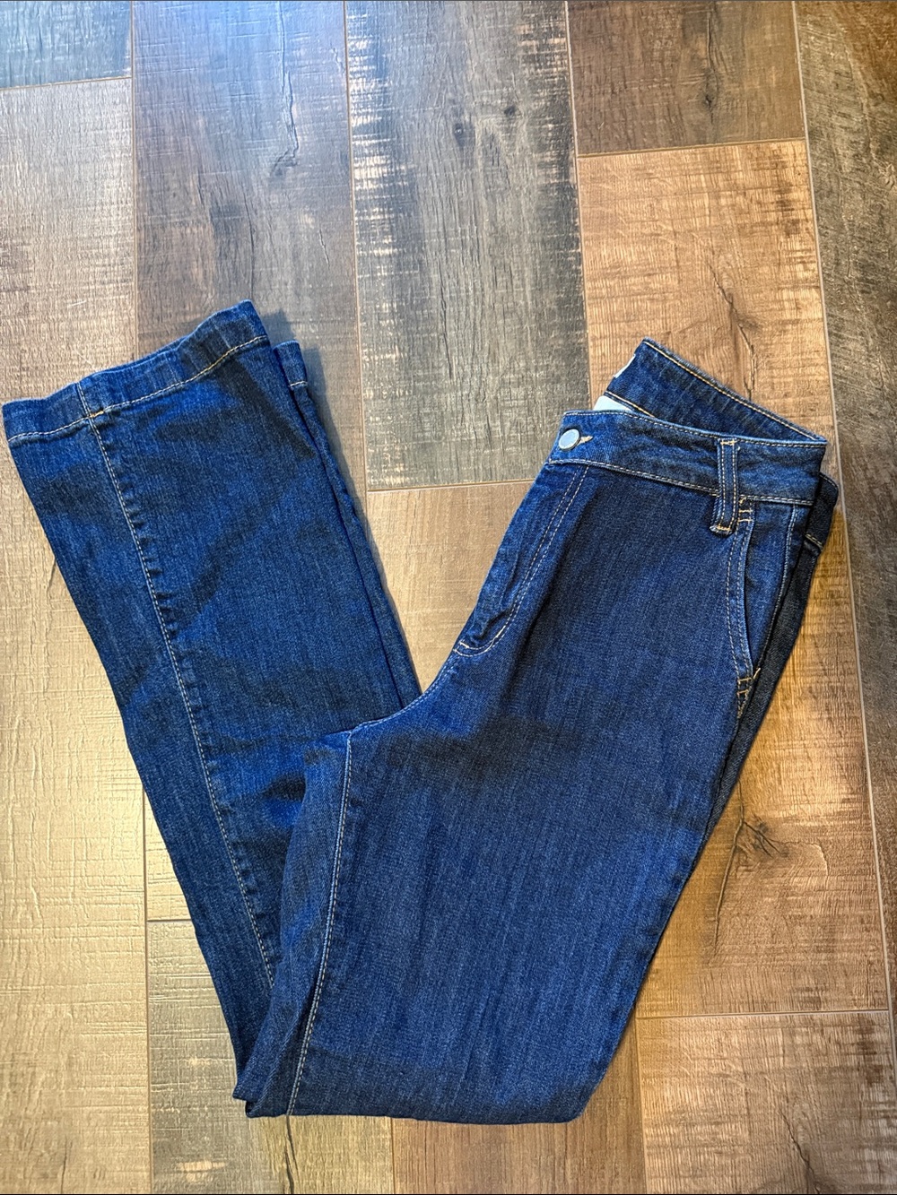 Oat New York Women's Dark Blue Mini Bootcut Leg Jeans